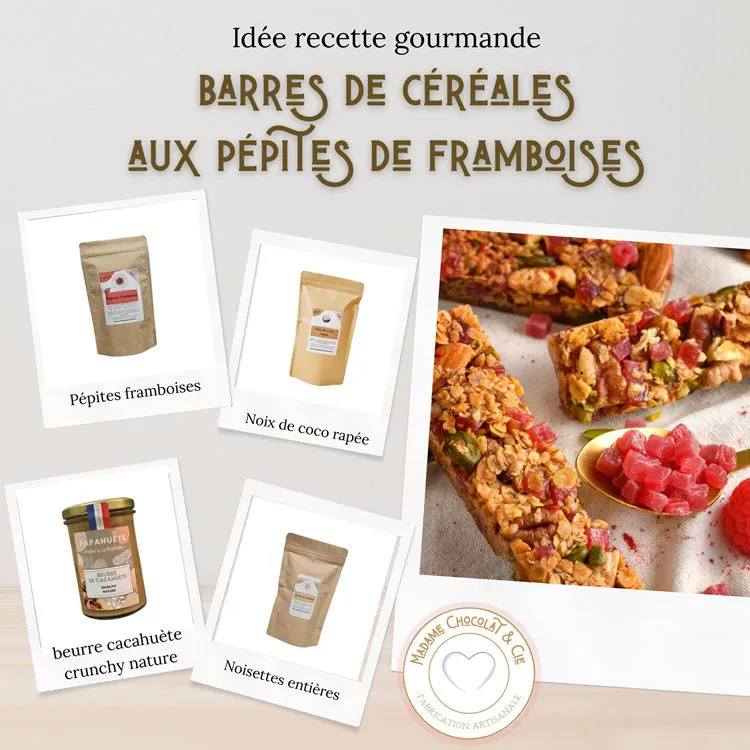Lot barres de c&eacute;r&eacute;ales aux p&eacute;pites framboise