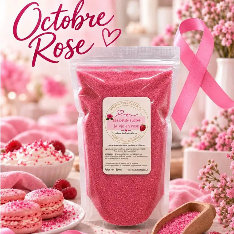 Sucre OCTOBRE ROSE framboise / hibiscus
