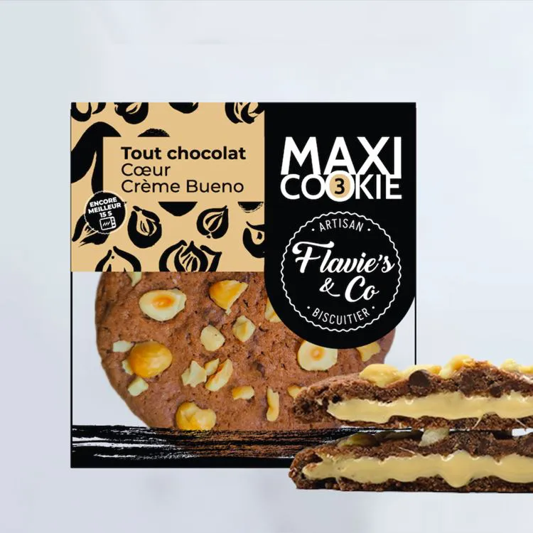 Cookie Tout chocolat &ndash; c&oelig;ur cr&egrave;me bueno  FLAVIES